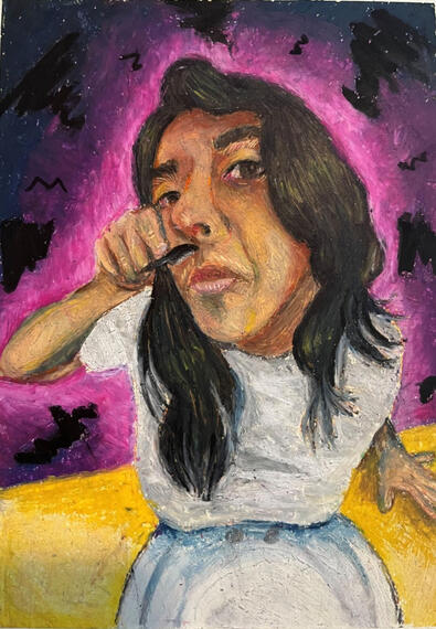 my stache , Oil pastel on Mixed Media Paper, 2024