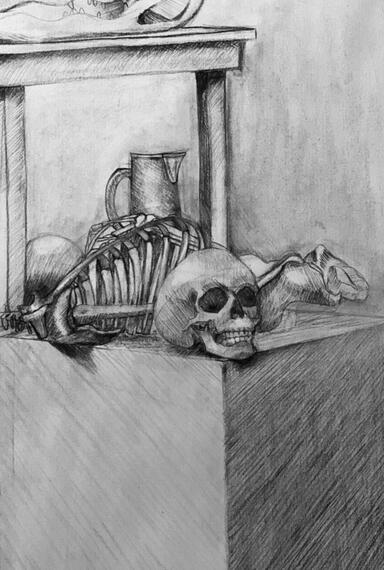 Still Life, Graphite on Newsprint, 2022